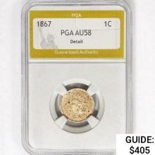 1867 Indian Head Cent PGA AU58 Detail