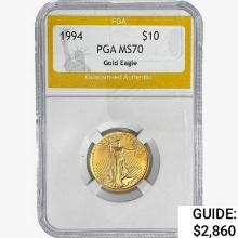 1994 $10 American 1/4oz. Gold Eagle PGA MS70