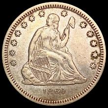 1860-O Seated Liberty Quarter CLOSELY UNCIRCULATED