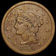 1844 Braided Hair Large Cent NEARLY UNCIRCULATED