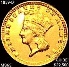 1859-D Rare Gold Dollar CHOICE BU