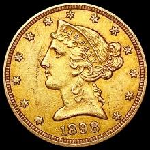 1898 $5 Gold Half Eagle NEARLY UNCIRCULATED