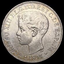 1897 Phillipine Silver Peso CHOICE AU