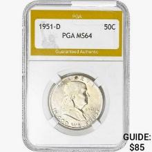 1951-D Franklin Half Dollar PGA MS64