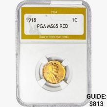 1918 Wheat Cent PGA MS65 RED