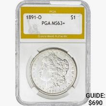 1891-O Morgan Silver Dollar PGA MS63+