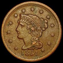 1851 Braided Hair Cent NEARLY UNCIRCULATED