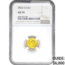 1855-O Rare Gold Dollar NGC AU55