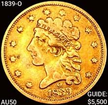 1839-O $2.50 Gold Quarter Eagle CLOSELY UNCIRCULAT