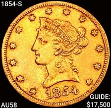1854-S $10 Gold Eagle CHOICE AU