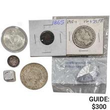 1865-1982 Assorted Coin & Silver Lot [5 Coins]