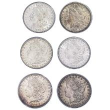 1878-1921 Varied Date Morgan Silver Dollars [6 Coi
