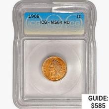 1908 Indian Head Cent ICG MS64 RD