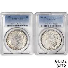 [2] 1881&1896 Morgan Silver Dollar PCGS MS63