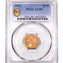 1914 $2.50 Gold Quarter Eagle PCGS AU58+