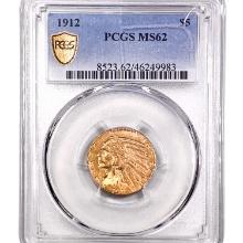 1912 $5 Gold Half Eagle PCGS MS62