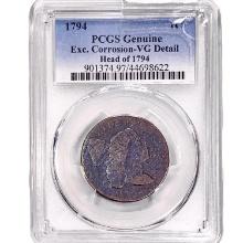 1794 Liberty Cap Large Cent PCGS VGDetail Genuine