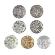1716-1789 [7] Dutch American Silver Colonial Coins
