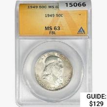 1949 Franklin Half Dollar ANACS MS63 FBL