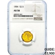 1884 $2.50 Gold Quarter Eagle NGC AU58