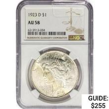 1923-D Silver Peace Dollar NGC AU58