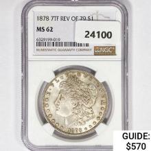 1878 7TF Morgan Silver Dollar NGC MS62 Rev 79