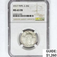 1917 Standing Liberty Quarter NGC MS63 FH, Ty 2