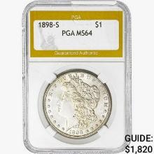 1898-S Morgan Silver Dollar PGA MS64