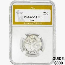 1917 Standing Liberty Quarter PGA MS63 FH Type 1