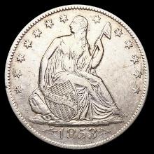 1853-O Arws & Rays Seated Liberty Half Dollar CLOS