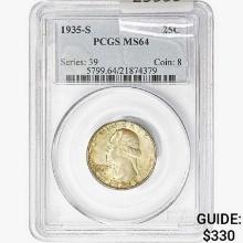 1935-S Washington Silver Quarter PCGS MS64