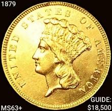 1879 $3 Gold Piece CHOICE BU+
