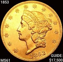 1853 $20 Gold Double Eagle