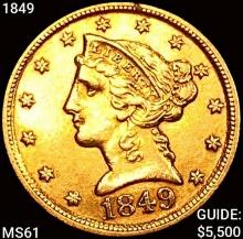 1849 $5 Gold Half Eagle UNCIRCULATED