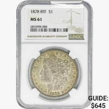 1878 8TF Morgan Silver Dollar NGC MS61