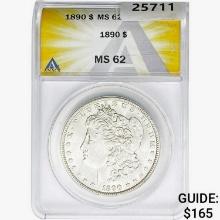 1890 Morgan Silver Dollar ANACS MS62