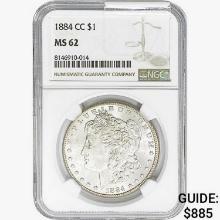 1884-CC Morgan Silver Dollar NGC MS62