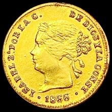 1866 Philippines Gold 1 Peso 0.0476oz CLOSELY UNCI