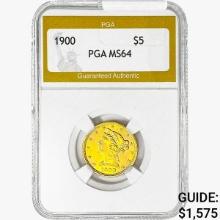 1900 $5 Gold Half Eagle PGA MS64