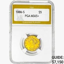 1886-S $5 Gold Half Eagle PGA MS65+