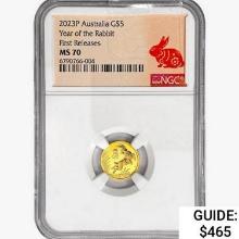 2023P $5 1/20oz. Gold Australia Rabbit NGC MS70