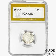 1918-S Mercury Silver Dime PGA MS63