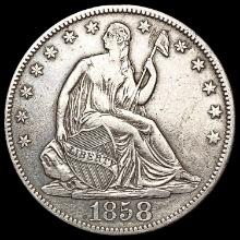 1858-O Seated Liberty Half Dollar CLOSELY UNCIRCUL