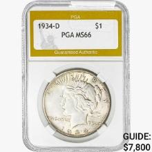 1934-D Silver Peace Dollar PGA MS66