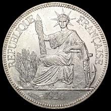 1926A French Indo-China 1 Piastre Silver Crown CHO