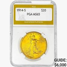 1914-S $20 Gold Double Eagle PGA MS65