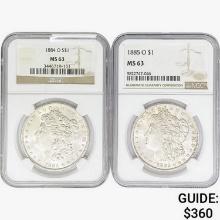 1884-O&1885-O [2] Morgan Silver Dollar NGC MS63
