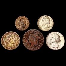 1824-1943 Varied US Coin Collection [5 Coins] HIGH