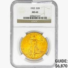 1923 $20 Gold Double Eagle NGC MS62