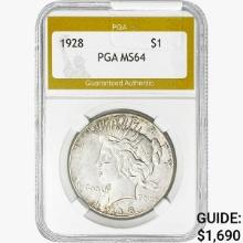 1928 Silver Peace Dollar PGA MS64